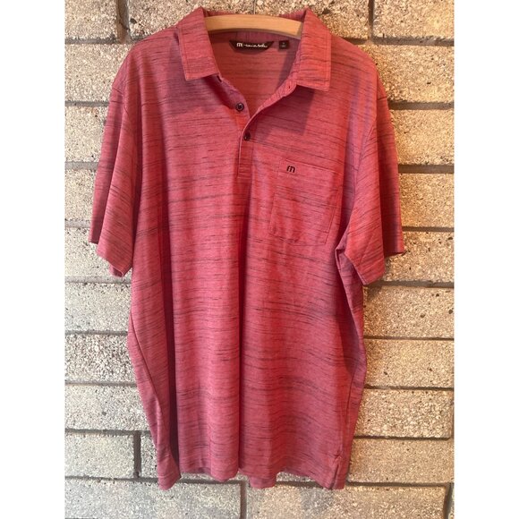 TravisMathew Mens Red Heather Polo Shirt XL - Picture 2 of 6